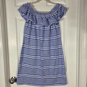 Vineyard Vines Women's Striped Off The Shoulder Dress in Blue & White Sz Medium